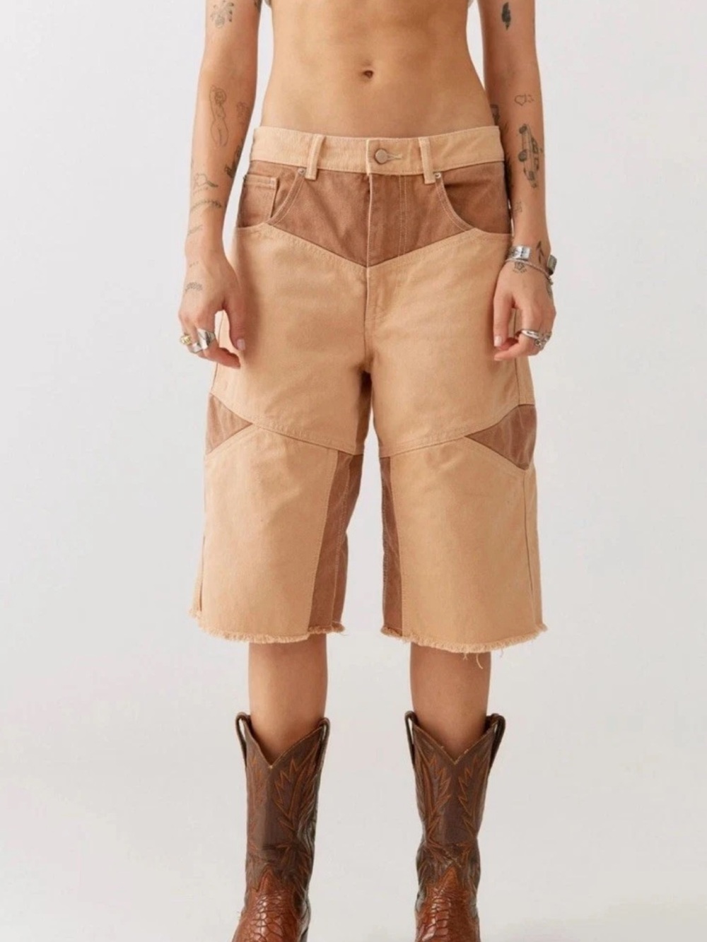 BDG Urban Outfitters Orange Brown Long Carpenter Skater Shorts Women 25 NWT - Picture 2 of 6